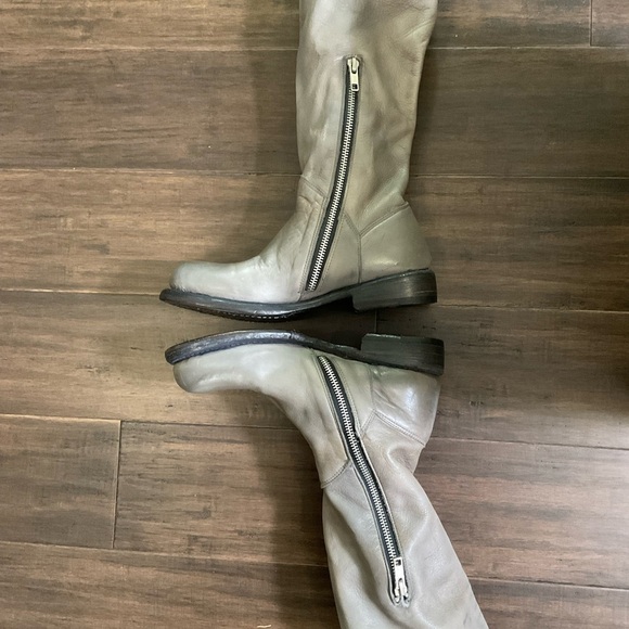 Bed Stu Manchester Gray Knee High Leather Slouchy Tie Back Womens Boots Size 6 - Picture 8 of 9